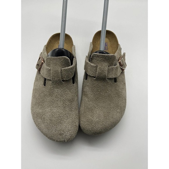 Birkenstock Boston Taupe Soft Footbed Comfort Cork Sole Slip Ons Size 6.5 - Picture 5 of 10
